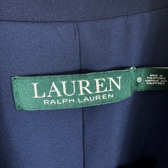 Lauren Ralph Lauren Navy Blue Single Breasted Blazer Pants Set Women's Size 6 - Picture 5 of 12
